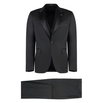 Tagliatore Single Breasted Suits, male, Black, Size: M Classic Wool Suit Set