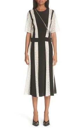 Stella McCartney Lace Stripe Silk Dress in Black at Nordstrom Rack, Size 4 Us / 38 It