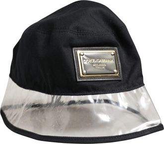 Dolce & Gabbana Mens Black Cotton Plastic Fisherman Bucket Capello Hat Polyurethane