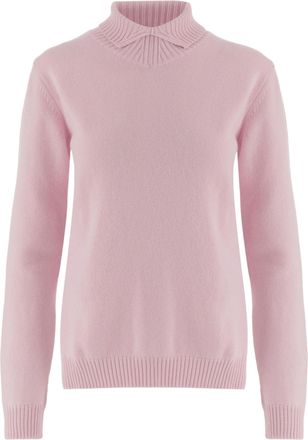 Jil Sander Pink Turtleneck Ribbed Wool Sweater