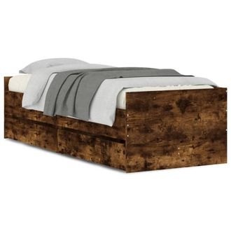 Berkfield Home Bed Frame with Drawers without Mattress Smoked Oak 90x190 cm Single in Brown