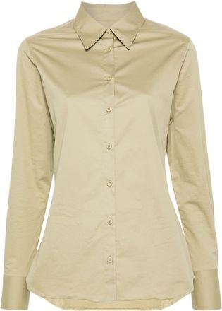 Closed poplin cotton shirt - women - Cotton/Elastane - S - Green