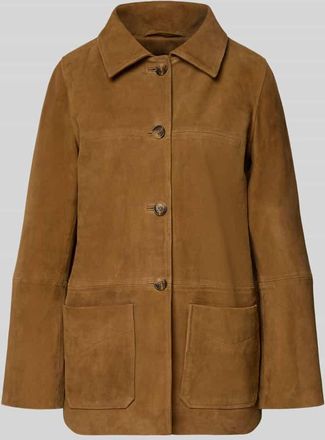 BA&SH Lederjacke aus Ziegenvelours mit Eingrifftaschen Modell DARIO in Cognac, Gr&ouml;&szlig;e XS