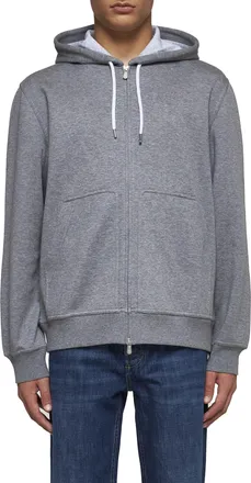 Brunello Cucinelli Mens Zip-Up Sweatshirt Grey Cotton Sweatshirts Sweater