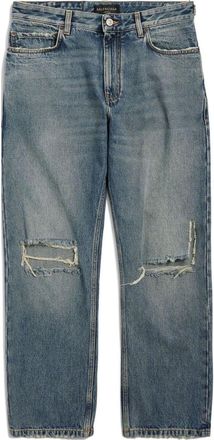 Balenciaga Distressed Straight-Leg Jeans Blue 745149THW254245