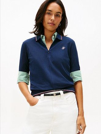 Tommy Hilfiger Polo de piqu&eacute; con cremallera y corte regular