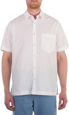 Nanushka White Adam Short-Sleeve Cotton Shirt, Size X-Large