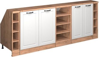 Vicco Armario De Cocina Para Techo Inclinado R-line, Blanco Casa De Campo, 210 Cm Lote De 5 Carcasas De Armario 60 Cm De Profundidad, Vicco
