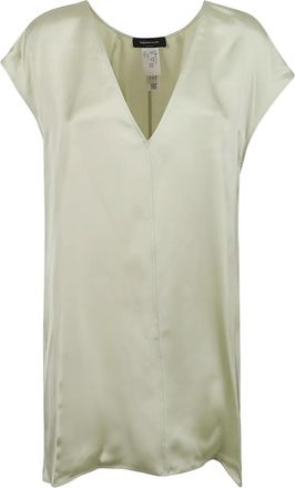 Fabiana Filippi V-neck sshort-sleeve blouse - women - Viscose - 38 - Neutrals