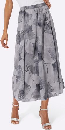 Cr&eacute;ation L Bahnenrock CREATION L, Damen, Gr. 36, hellgrau, bedruckt, 100% Polyester, bedruckt, gebl&uuml;mt, gemustert, mehrfarbig, wadenlang, R&ouml;cke Bahnenrock