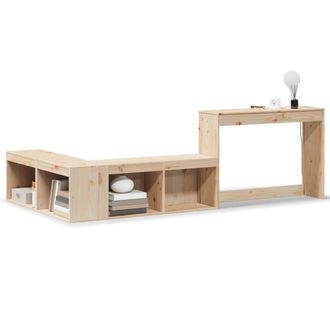 Berkfield Home Bedside Cabinet with Desk 232x122x75 cm Solid Wood Pine in Light Tan | Size: 232 x 122 x 75 cm