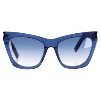 Saint Laurent Saint Laurent 55mm Transparante Cat Eye Zonnebril In Blauwe Acetaat