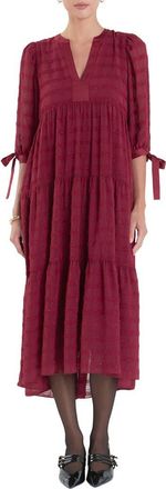 English Factory Textured Chiffon Dress in Bordeaux at Nordstrom, Size X-Small