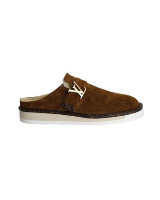 Louis Vuitton Mens Cosy Slip On Mules in Brown Suede Calf Leather - Size UK 9
