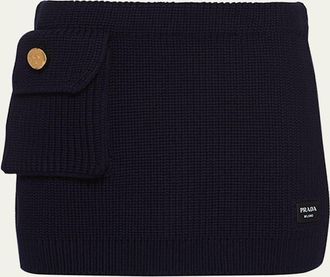 Prada Flap Pocket Wool Mini Skirt