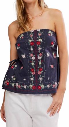 Free People Doily Days Tube Top In Navy