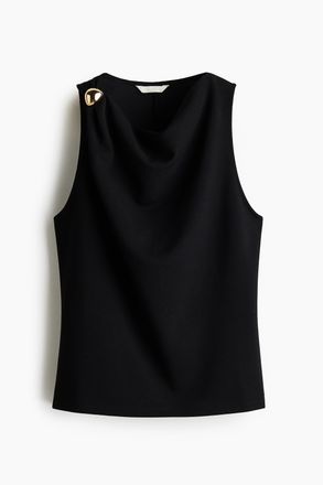 H&M Jerseytop mit Wasserfallausschnitt - Schwarz