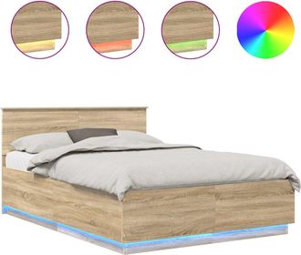 vidaXL Estructura De Cama Con Tiras Led Roble Sonoma 140 X 200 Cm Vidaxl
