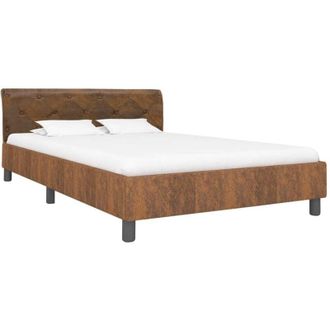 vidaXL Estructura De Cama De Piel De Ante Artificial Marr&oacute;n 140x200 Cm Vidaxl