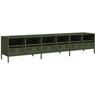 vidaXL Vidaxl - Mobile tv Verde Oliva 202x39x43,5 cm Acciaio Laminato a Freddo