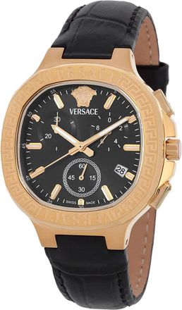 Versace V-Chrono Square Chronograph Quartz Black Dial Watch VEVCA0224