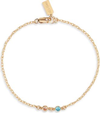 Set & Stones Multi Birthstone Bracelet in Gold /2 Charms at Nordstrom