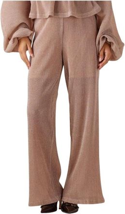 Notre-V Nv-Gillian Wijde Broek - Dames - Wijde Broeken - Roze - L - Polyester - Broeken