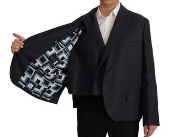 Dolce & Gabbana Blue Linen Formal Mens Blazer Jacket Clothing