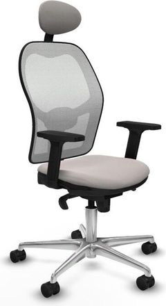 Piqueras y Crespo Piqueras Y Crespo - Jorquera Sincro Malla Blanca Similpiel Blanco Brazos 2d Base Aluminio Cabecero Fijo Ruedas 65mm Nailon