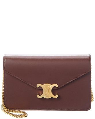 Celine Celine Triomphe Leather Wallet On Chain