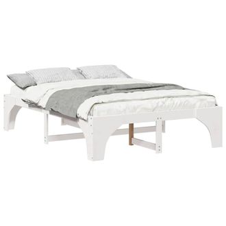 Berkfield Home Stylish Floor Bed Frame with Storage White 140 x 200 cm Solid pin