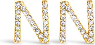 House of Brilliance 10K Gold 1/10 Cttw Diamond Initial A to Z Stud Earring