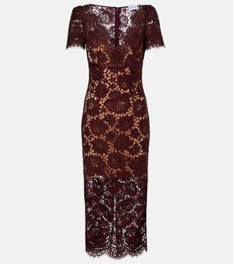 Self Portrait Floral lace midi dress