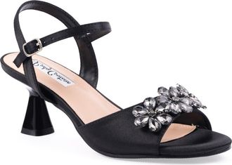 Lady Couture Liz Floral Crystal Sandal in Black at Nordstrom Rack, Size 13