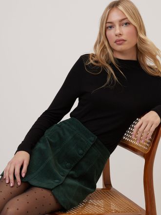 Nobody's Child Green Cord Scallop Trim Mini Skirt