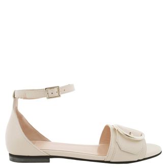 Bally Catrina Leather Flat Sandals, Brand Size 37.5 ( US Size 7 )
