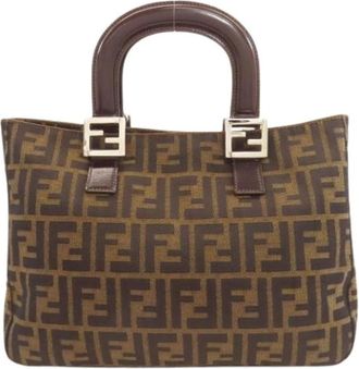 Fendi Pre-owned Vintage Canvas Tote Bag - Dames - Vintage Shopper - Bruin - ONE Size - Leer - Vintage