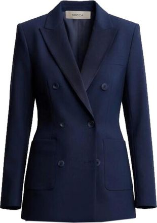 Kocca Jassen, Dames, Blauw, XS, Leer, Soft Elegance Gestructureerd Jasje