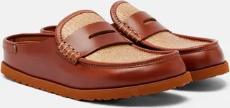 Birkenstock Naples leather-trimmed woven mules