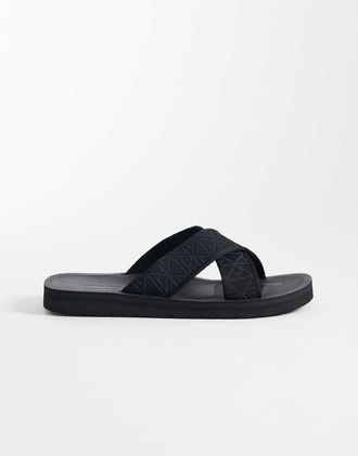 Calvin Klein Essential - Sandali neri con incrocio-Nero