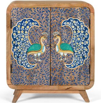 Giner&Colomer Mueble auxiliar en madera de mango con dos puertas pintadas a mano