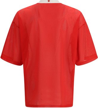 Moschino Mens Technical Mesh T-Shirt Fantasia Rosso Polyester T-Shirts And Polos