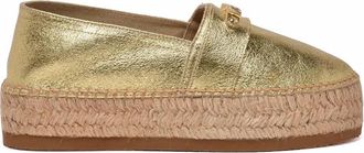 Moschino Gold Metallic Rope Wedge Leather Espadrilles