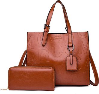 Generic Womens Large Shoulder Bag Vintage Leather Crossbody Bags Casual Top-handle Bag-Laptop Bags with Purse, Work, Travel, 2025 (Orange,One Size)