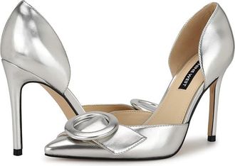 Nine West Frolly High Womens Heels Silver : 5.5 M, Leather/Rubber