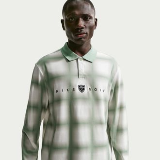 Nike Mens Fairway Fresh Dri-FIT Loose Long-Sleeve Golf Polo in Green | II0772-365