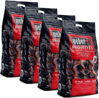 Weber Bricchetti di Carbone Weber da 8Kg Accessori Barbecue 3 4 Sacchi Carbonella - Quantit&agrave;: 4 Sacchi