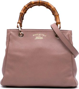 Gucci Borsa shopper piccola in pelle di vitello e bambù 2016-2025 - Rosa