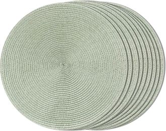 OEM Juego De 8 Manteles Individuales Redondos Tejidos, Aptos Para Mesas De Comedor, Lavables, Antideslizantes, 38,1 Cm (verde Niebla)