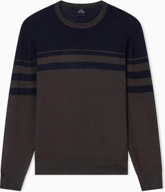 A|X Armani Exchange Ronde hals knit - Heren - Ronde hals truien - Bruin - S - Wol - Truien & Vesten